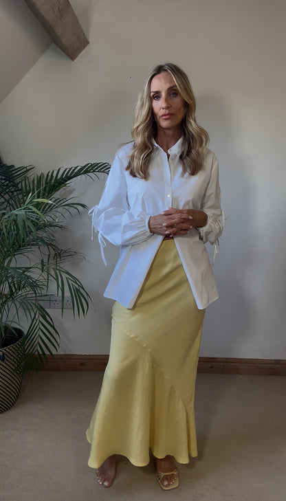 White Shirt With Bow Tie Sleeves
