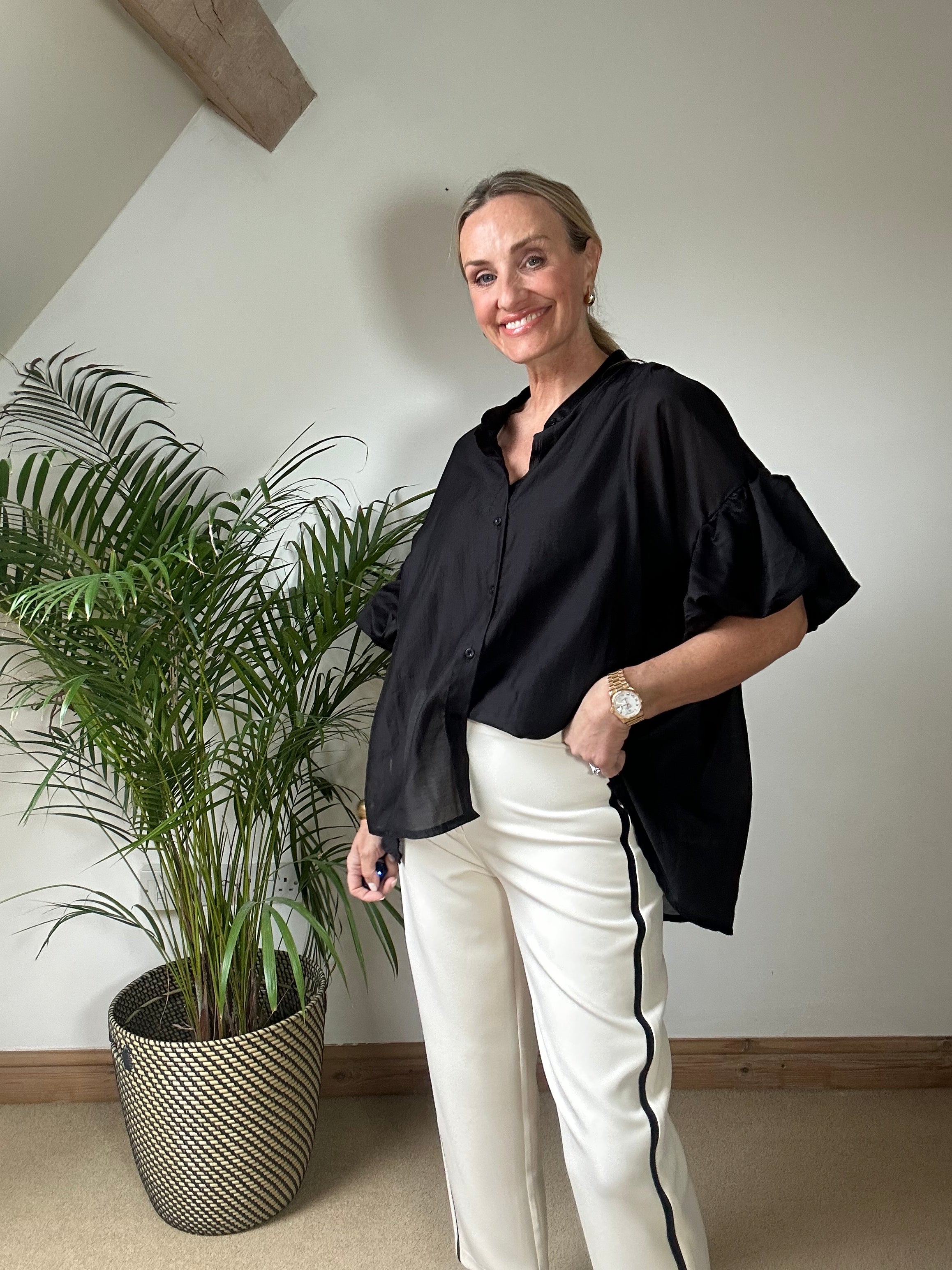 Sheer Puff Sleeve Blouse