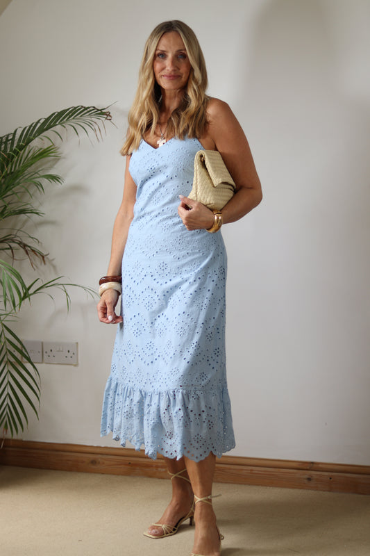 Broderie Anglaise Sundress -  Baby Blue
