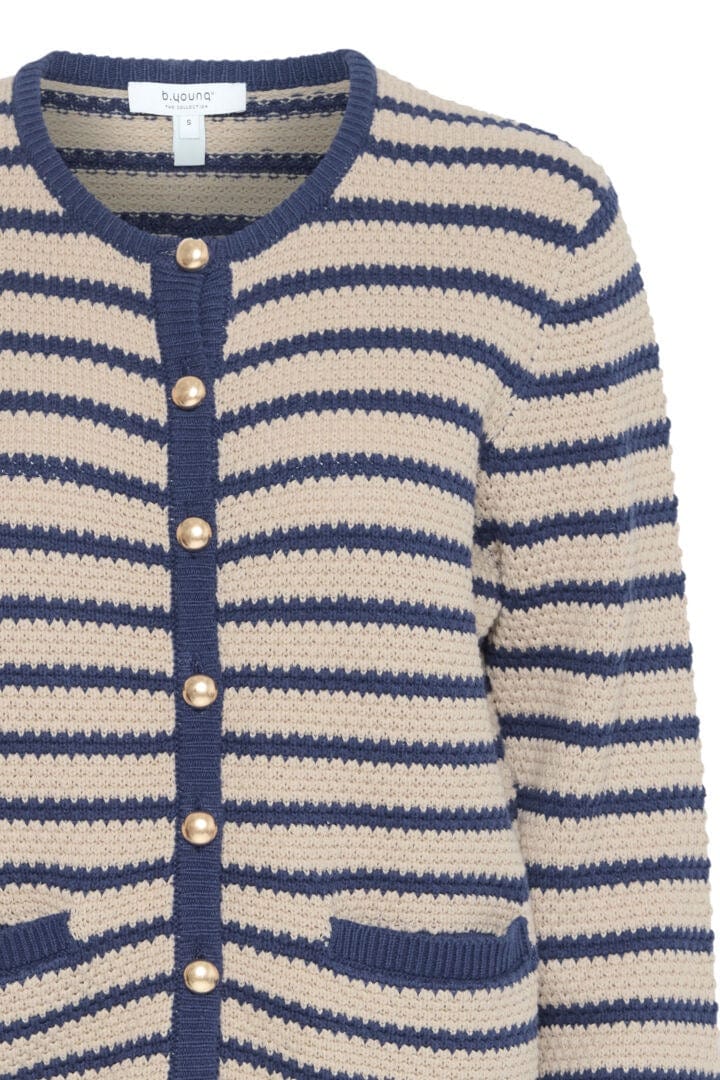 Navy Stripe Cropped Cardigan