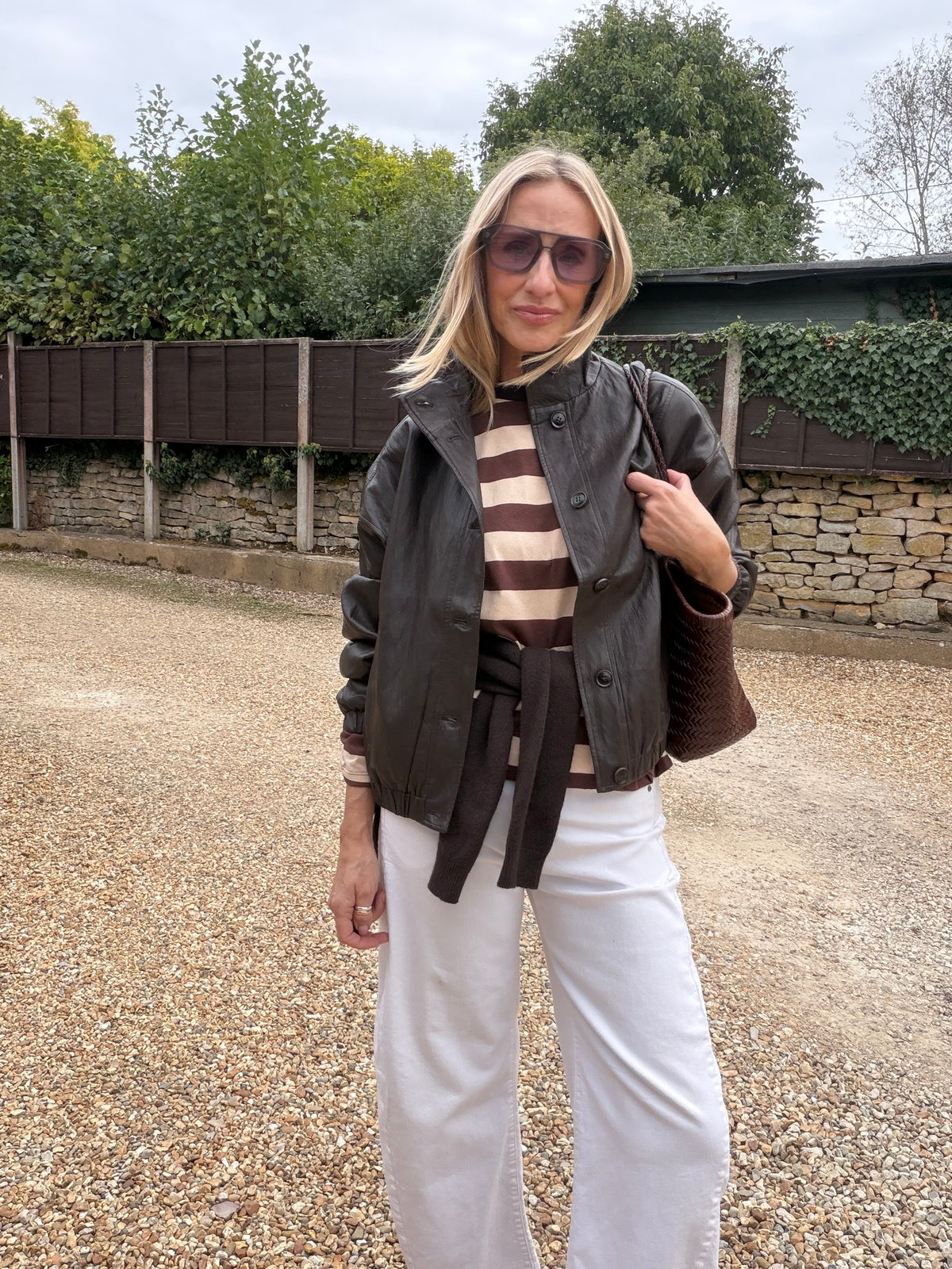 Brown Funnel Neck PU Jacket