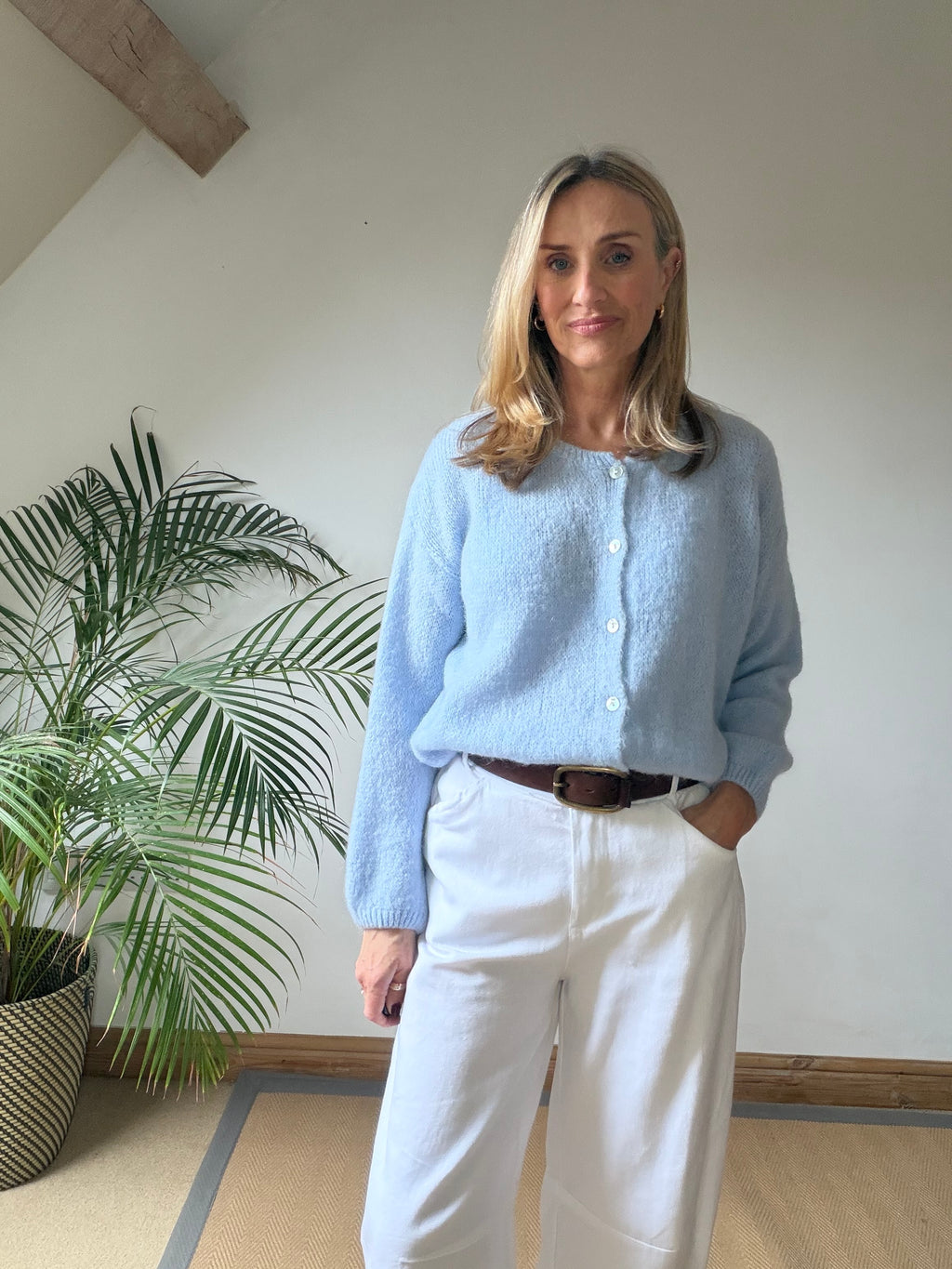 Round Neck Mohair Cardigan