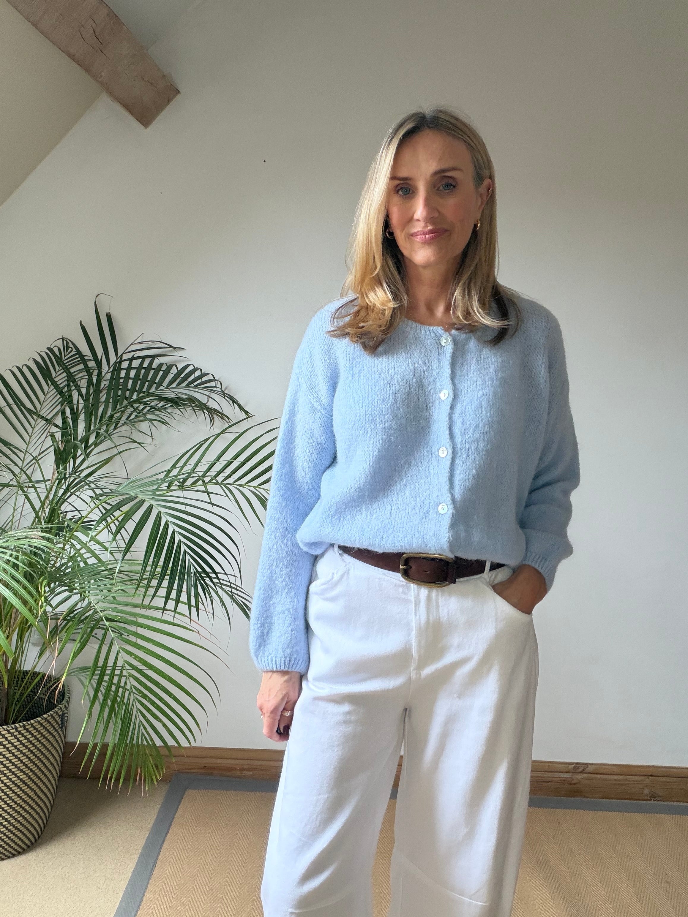 Round Neck Mohair Cardigan