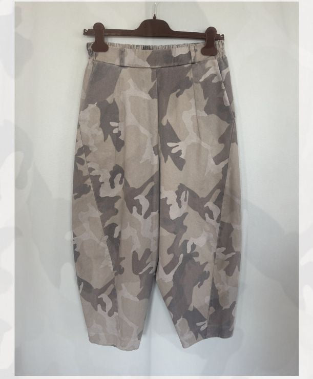 Camo Barrel Leg Trousers