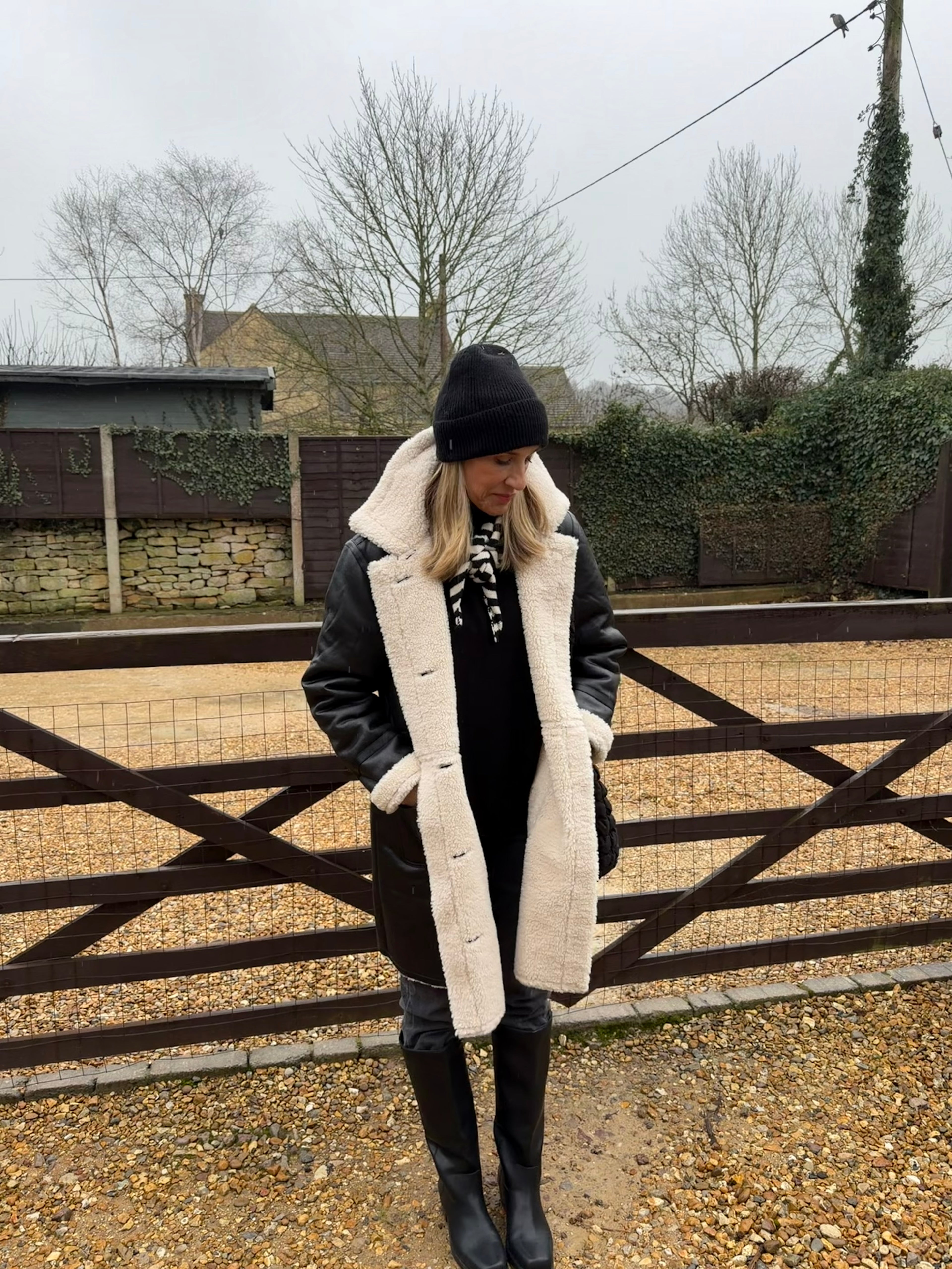 Faux Leather, Shearling Lined Coat