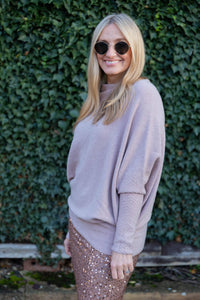 Sequin Pencil Skirt - Rose Gold