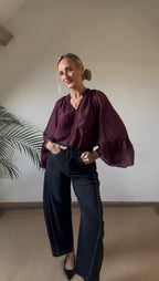 Wine Boho Style Blouse