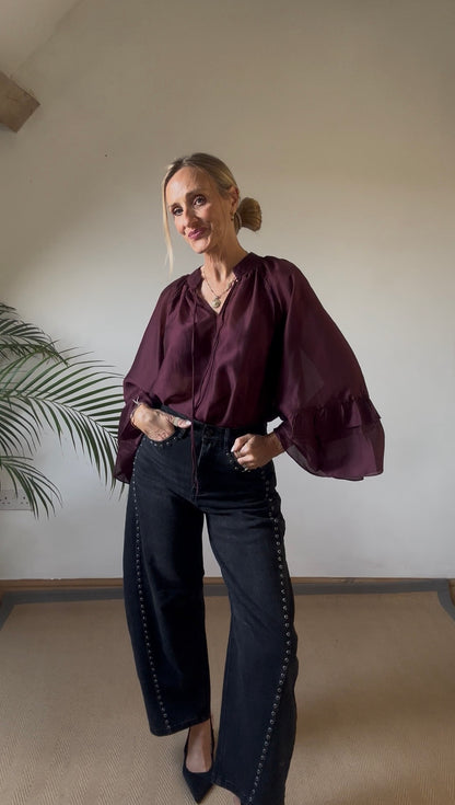 Wine Boho Style Blouse