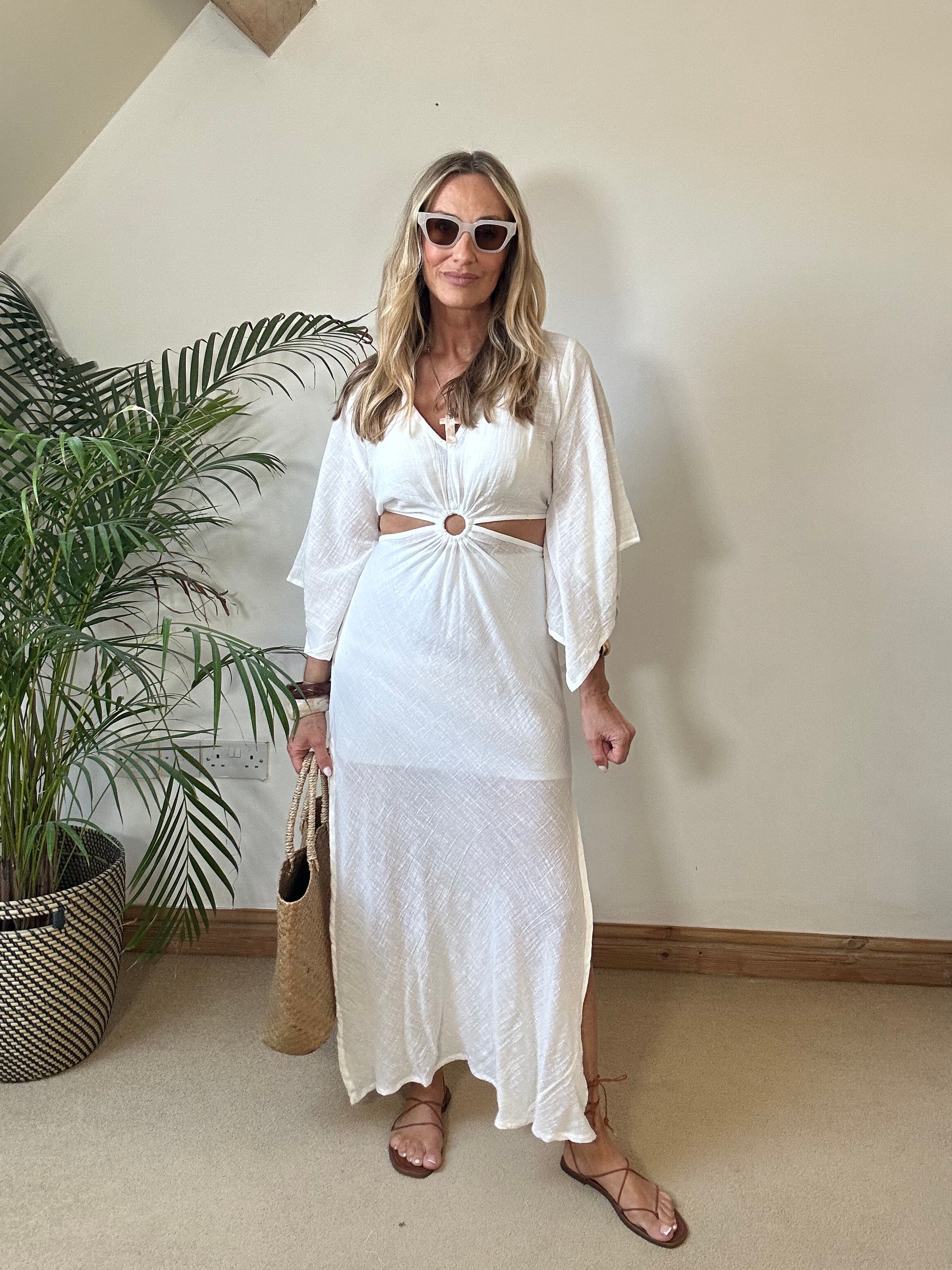 O Ring Maxi Dress with Bell Sleeves