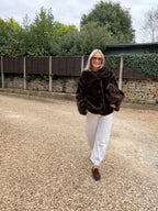 Amelia Faux Fur Jacket - Chocolate