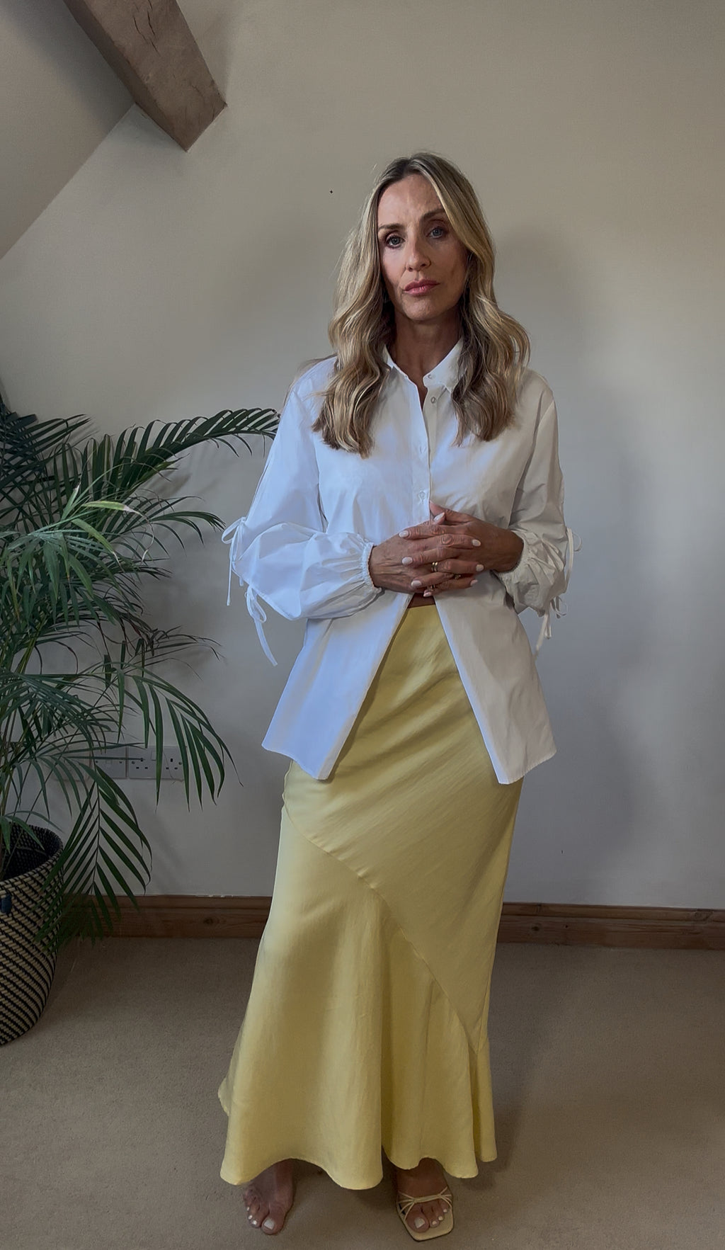 White Shirt With Bow Tie Sleeves