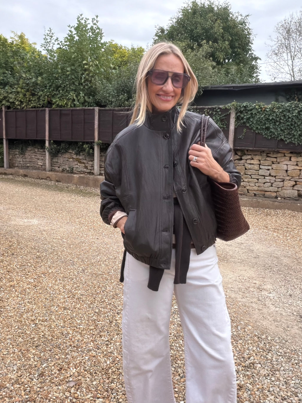 Brown Funnel Neck PU Jacket