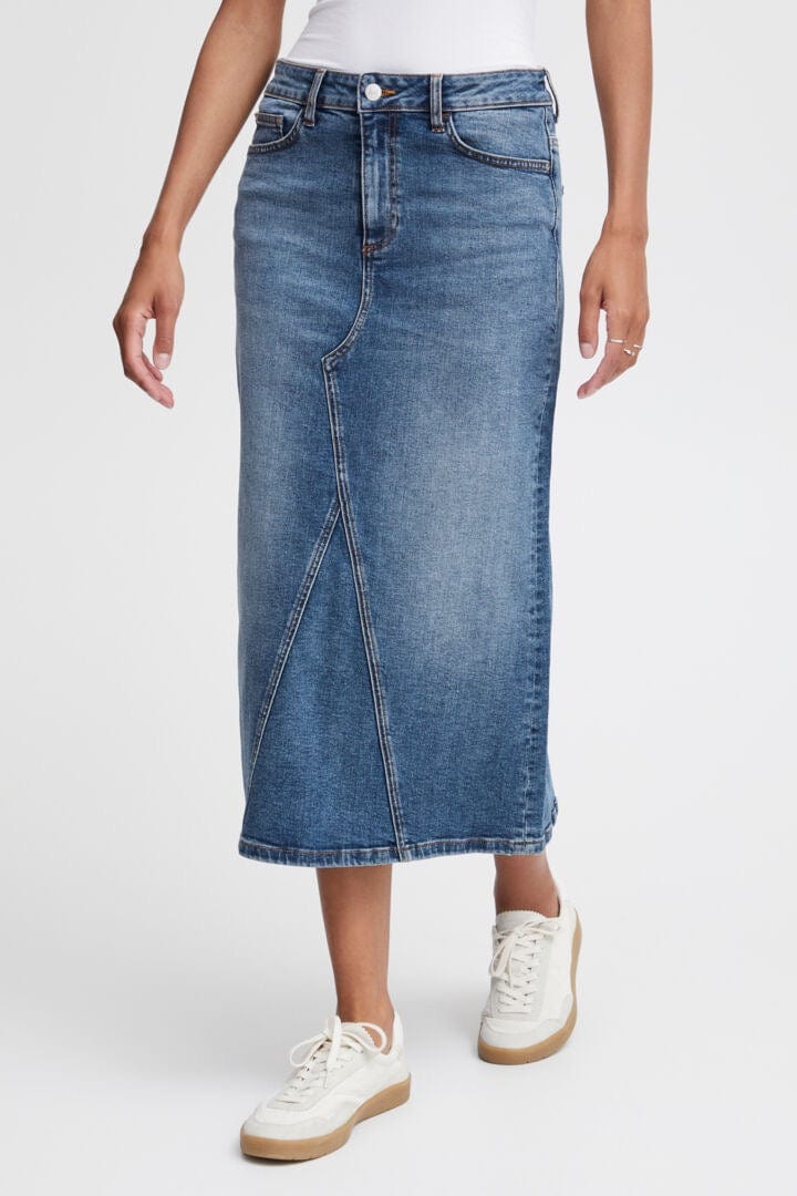 Denim midi skirt