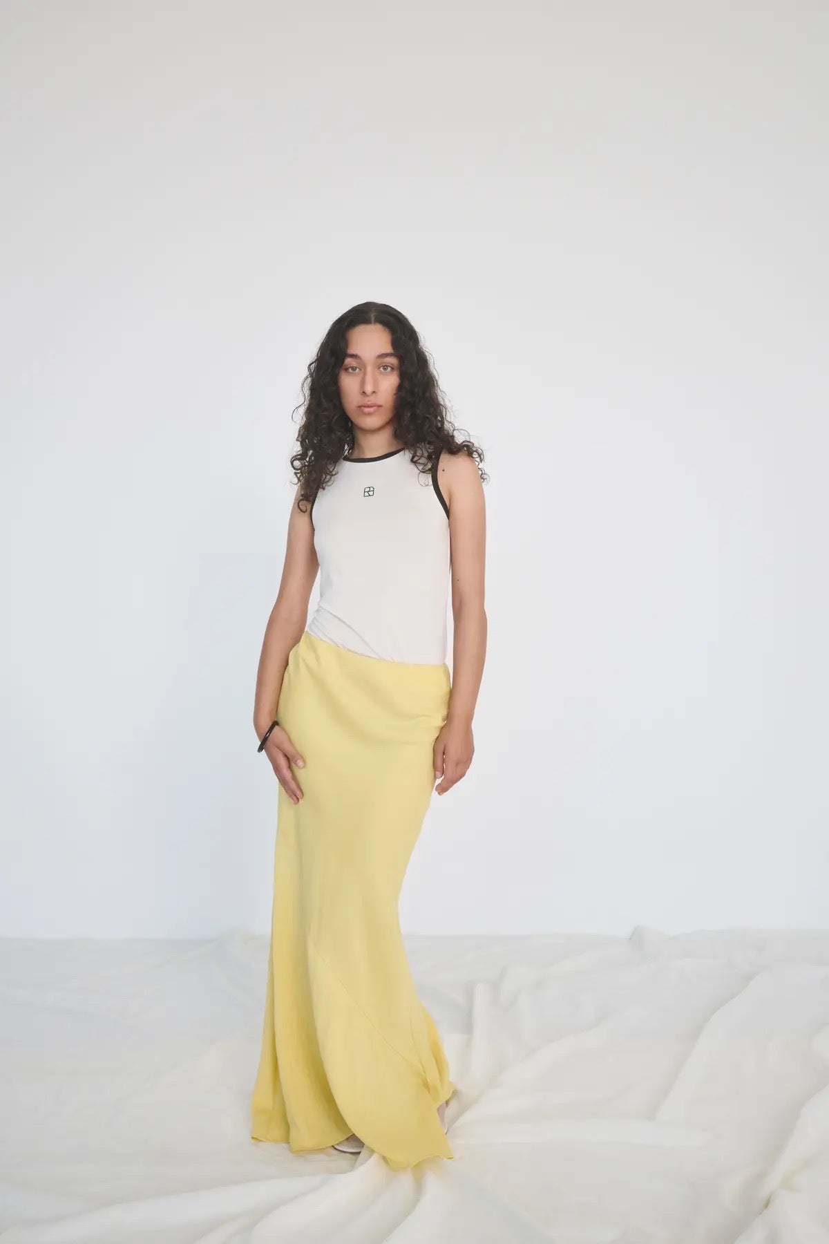 Lemon Longline Waistcoat and Maxi Skirt Co-Ord
