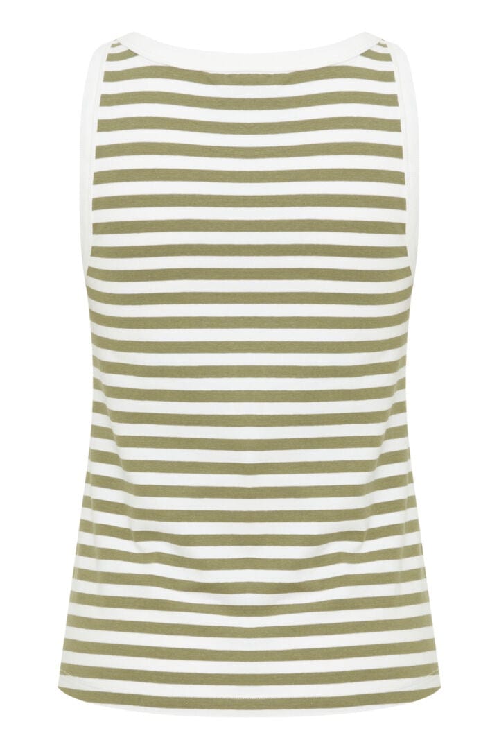 Khaki and White Stripe Vest Top