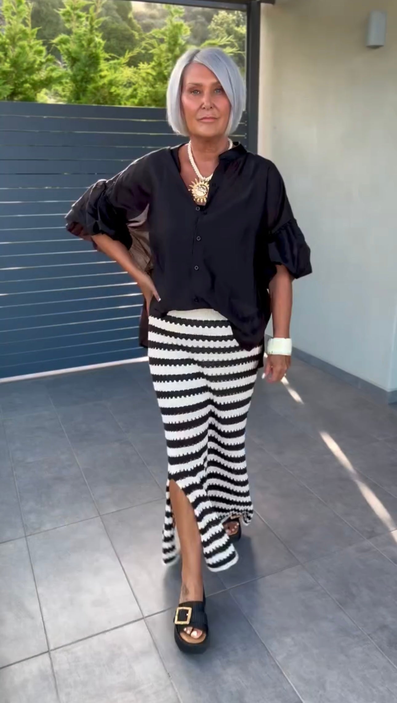 Striped crochet skirt