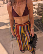 Boho Striped Knitted Pants