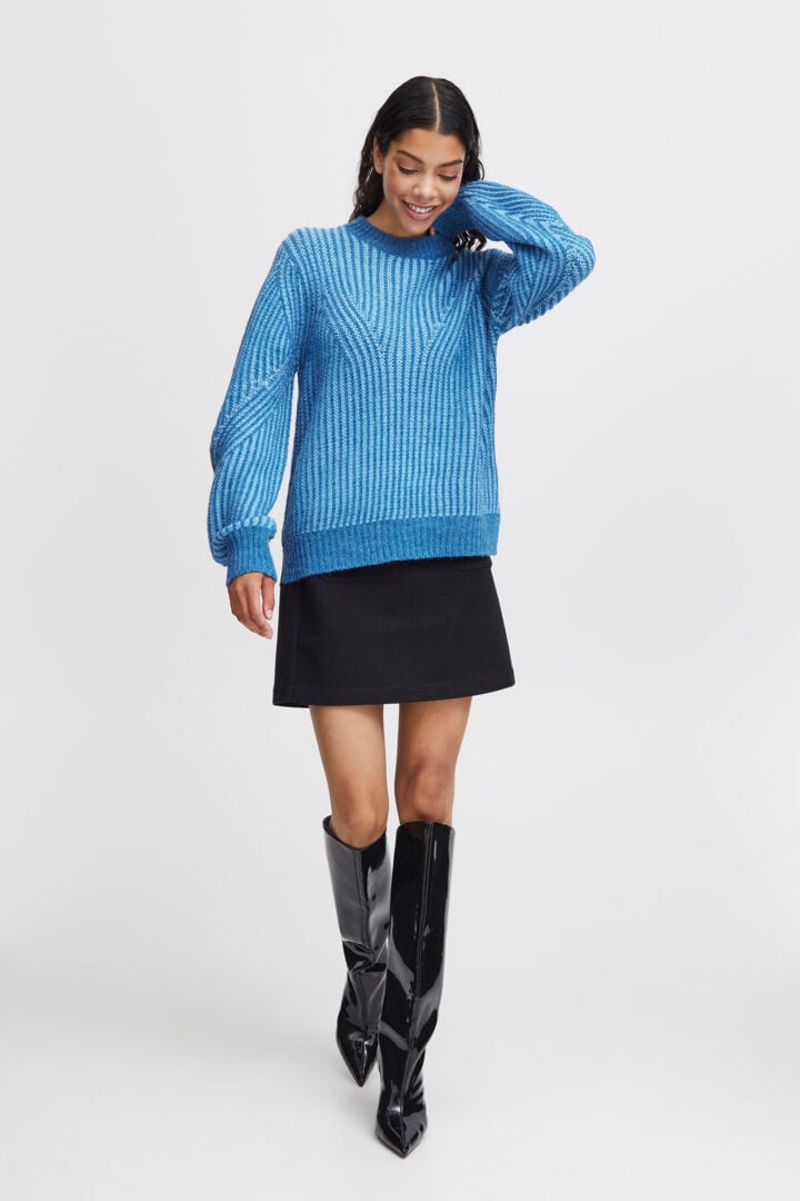 Provence blue ribbed jumper