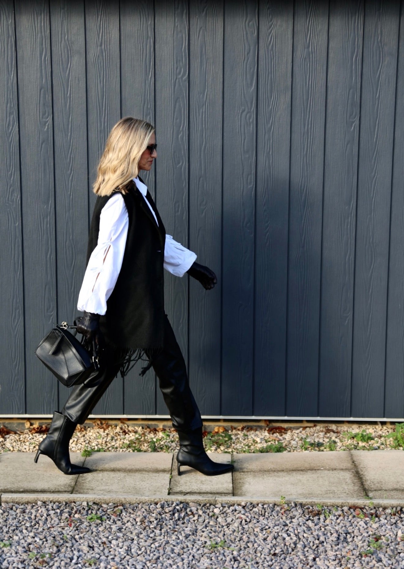 Black Cropped Faux Leather Trousers