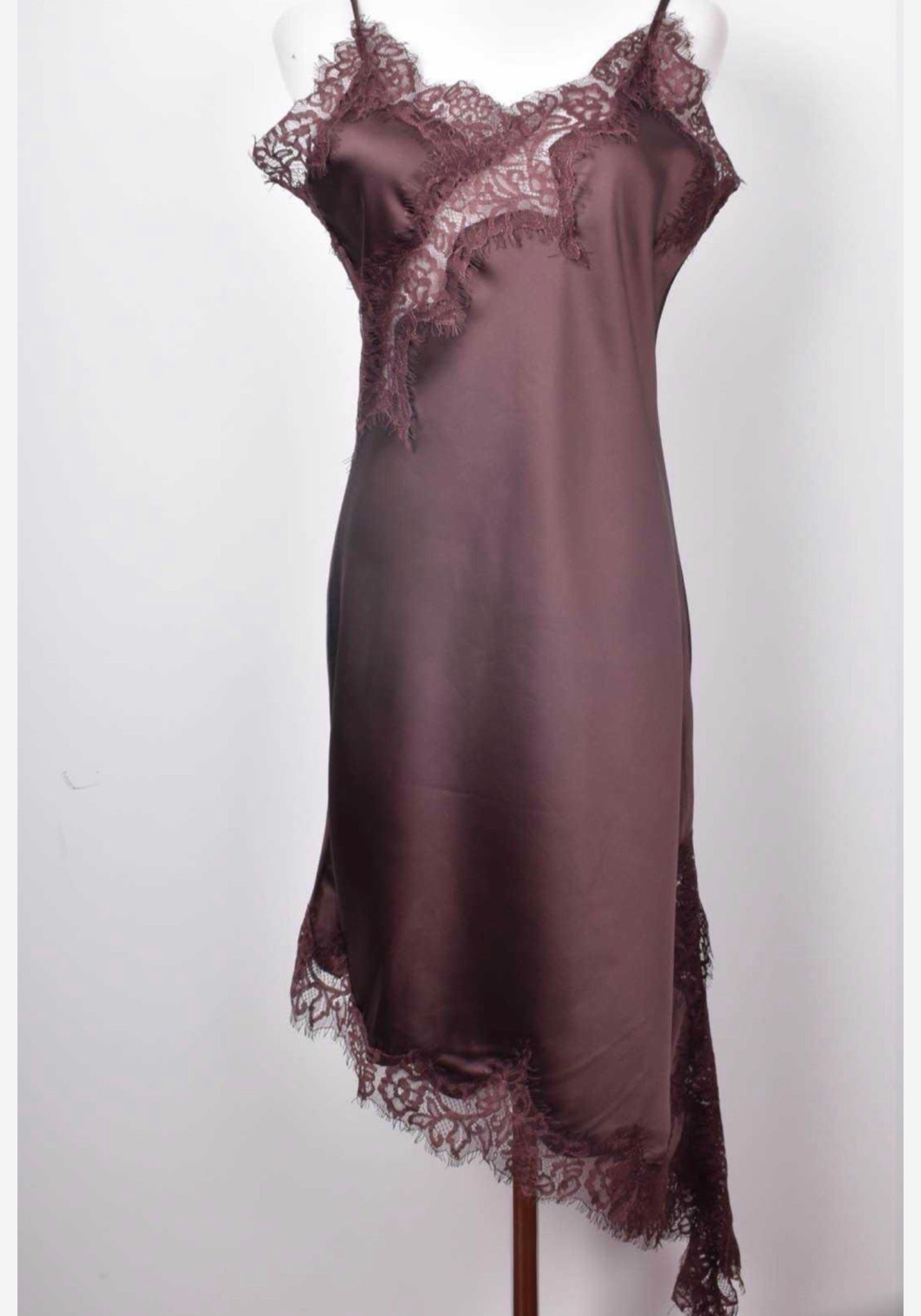 Satin and Lace Asymmetric Dress