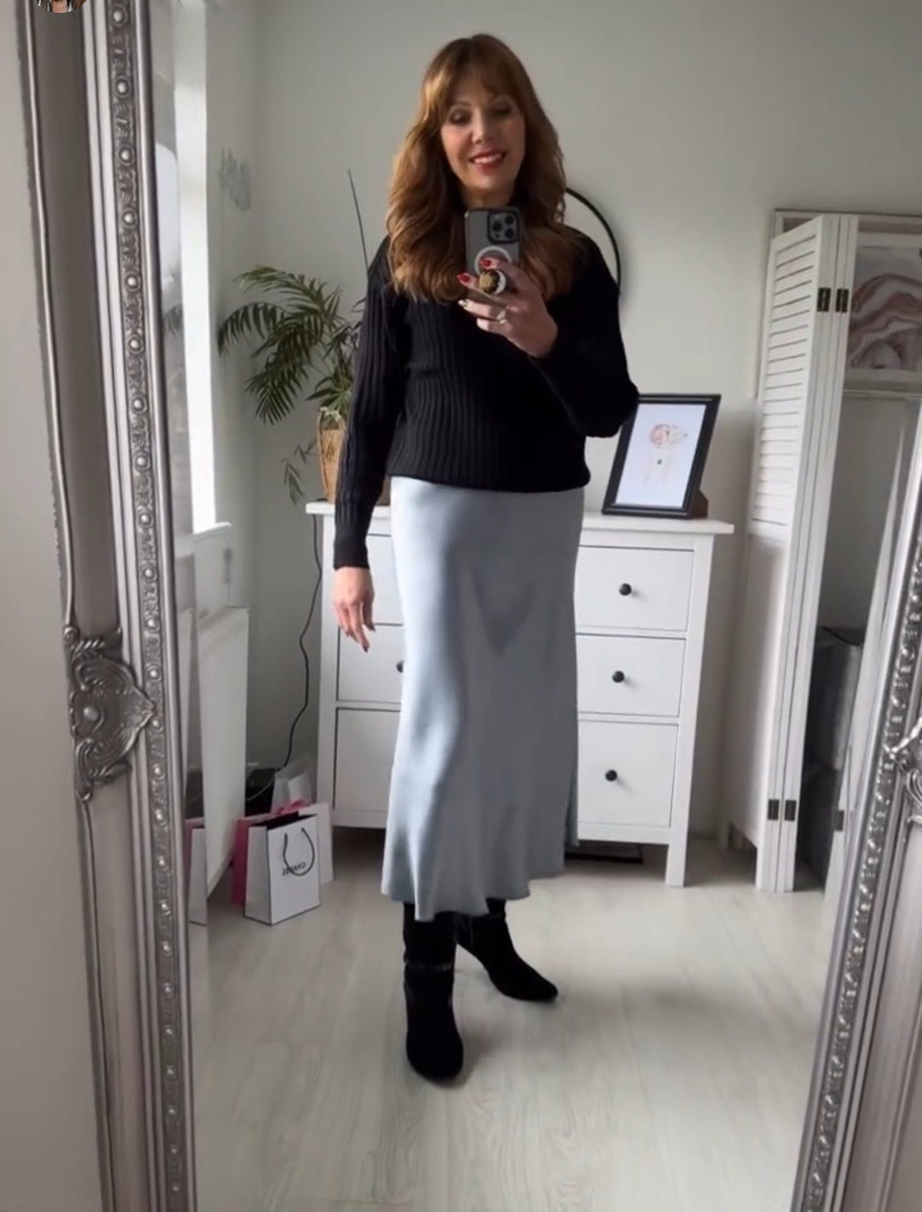 Satin Slip Skirt - silver