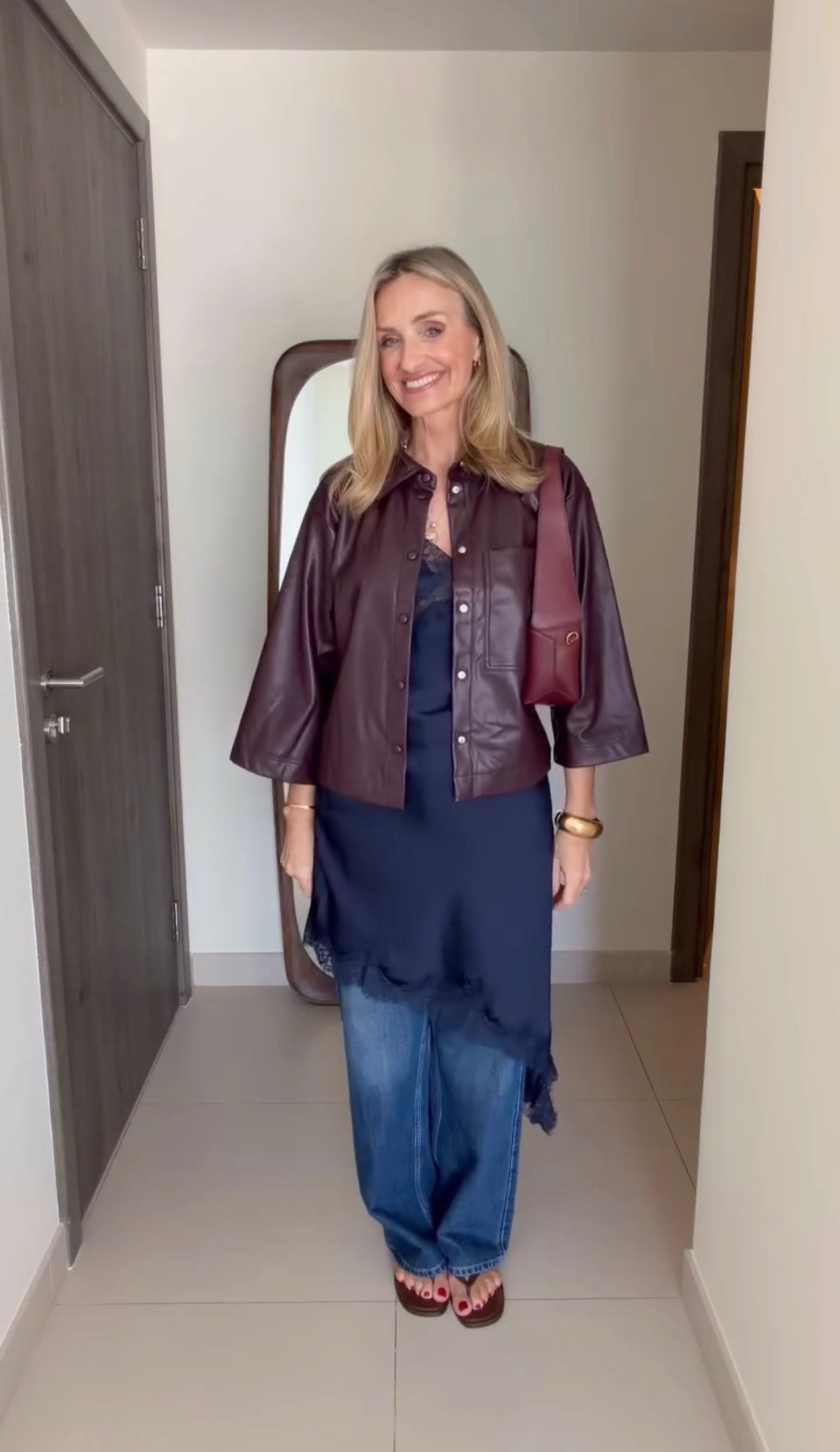 Burgundy Faux Leather Jacket