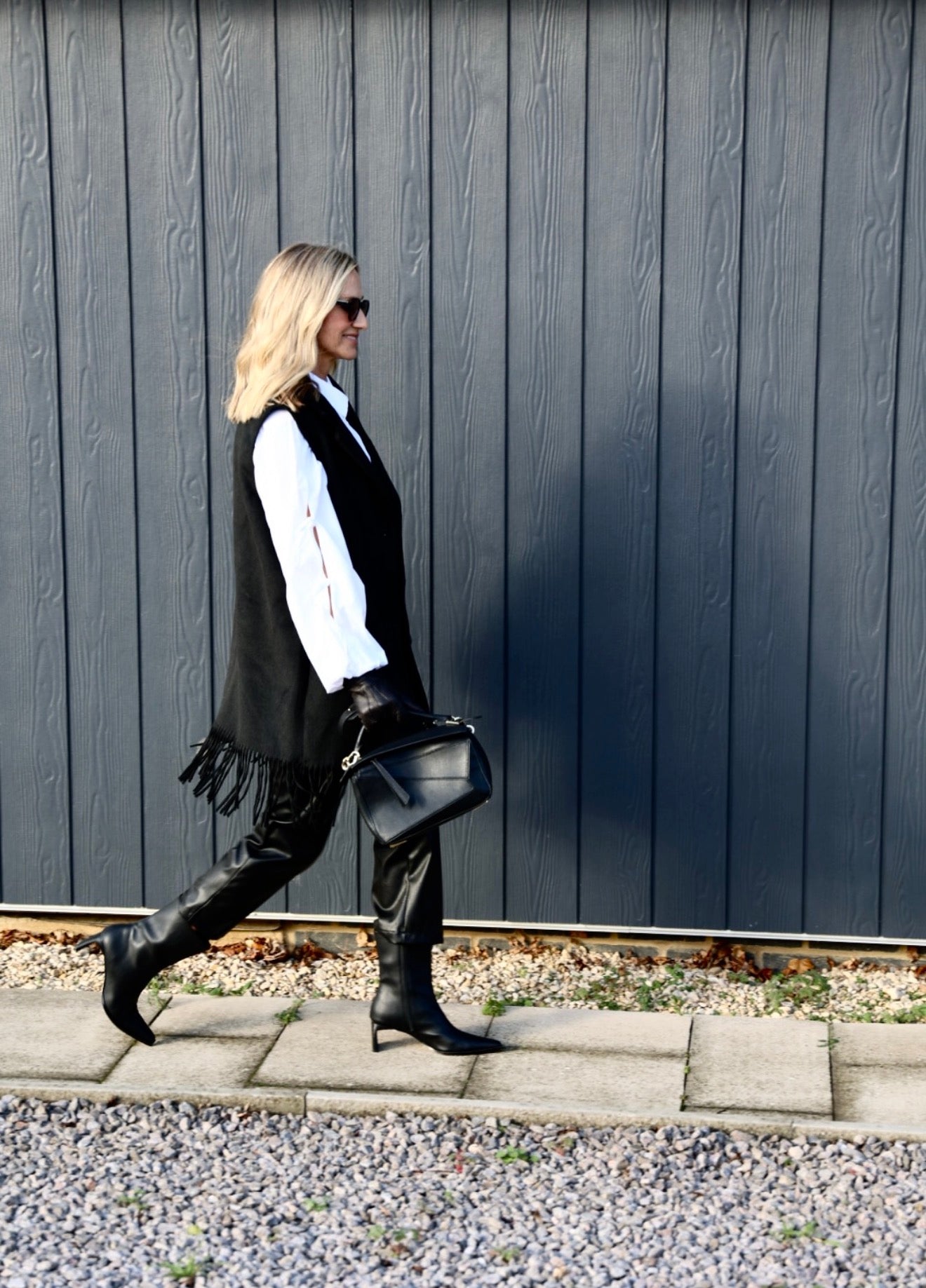 Black Cropped Faux Leather Trousers