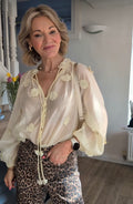 Silk Blouse With Appliqué Flowers