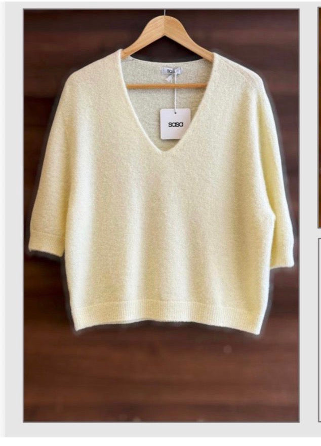 Short Sleeve, V Neck  Alpaca Jumper