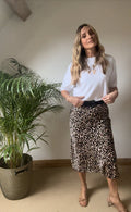 Satin Slip Skirt -  Leopard