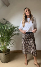 Satin Slip Skirt -  Leopard