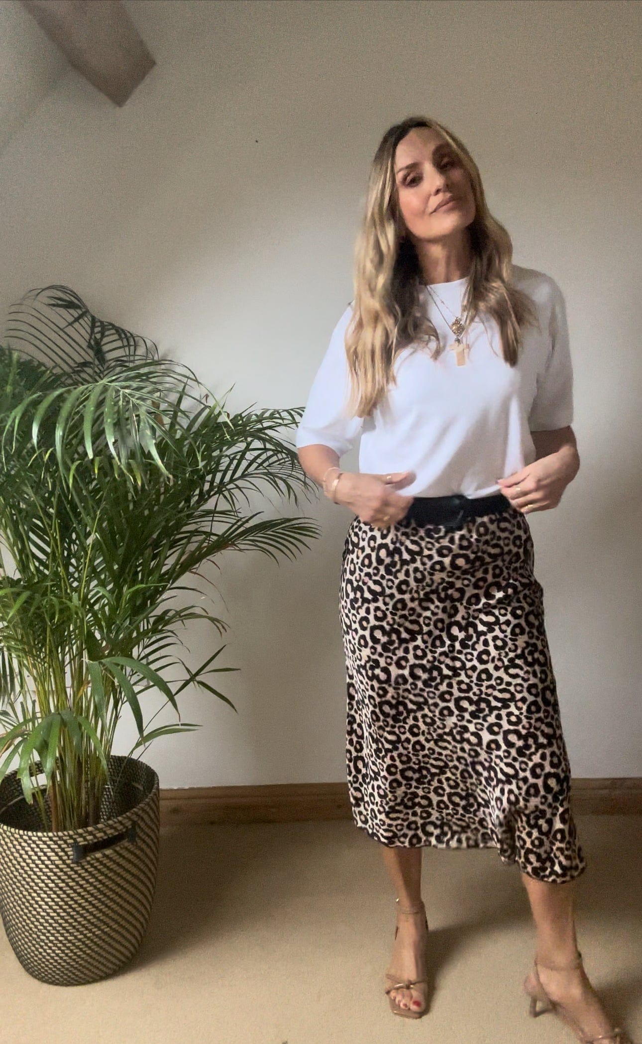 Satin Slip Skirt -  Leopard