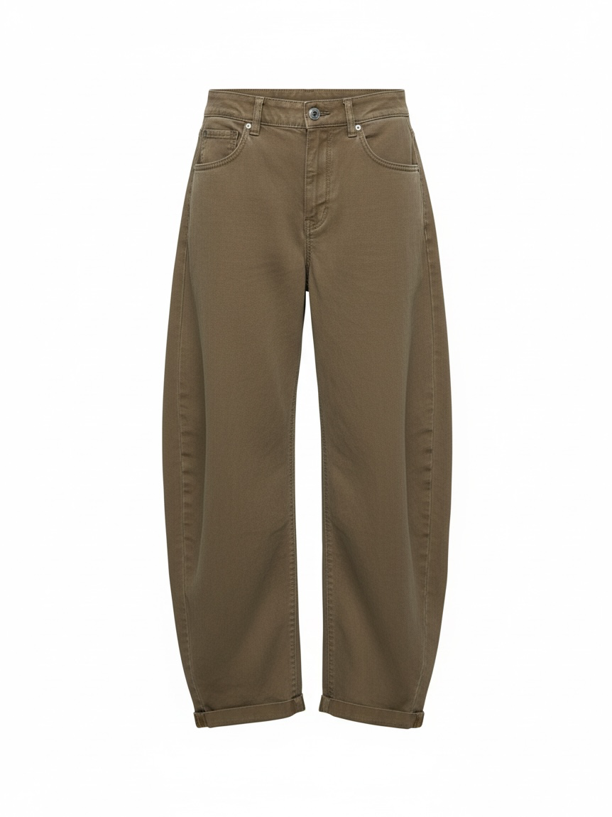 Khaki Barrel Jeans