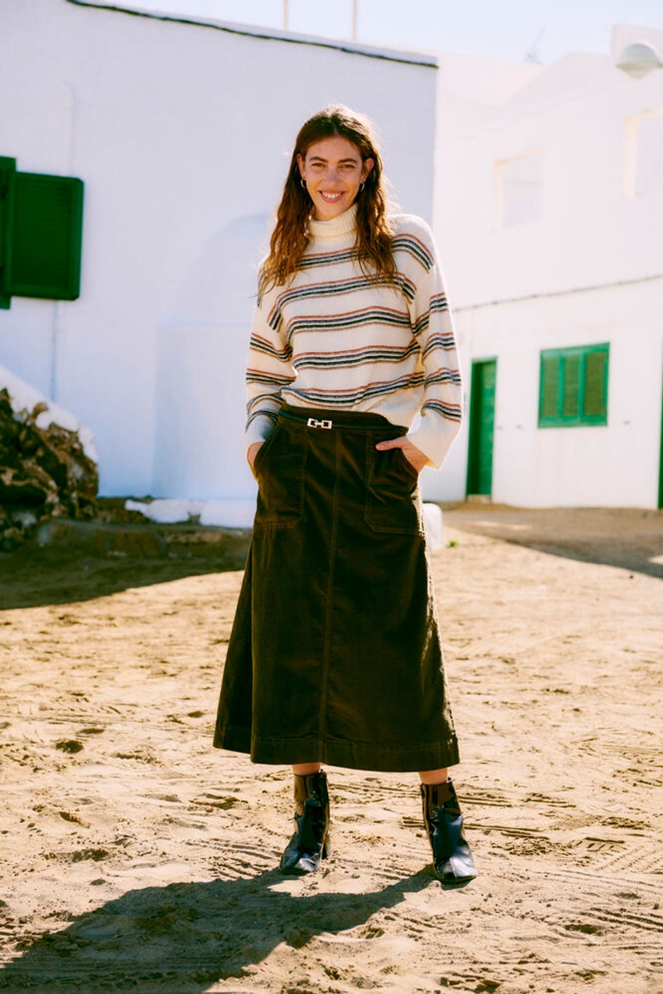 Olive Corduroy Skirt