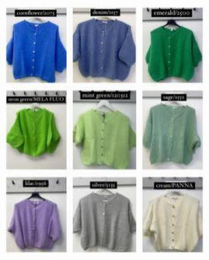 Elbow Length Cropped Mohair Cardigan
