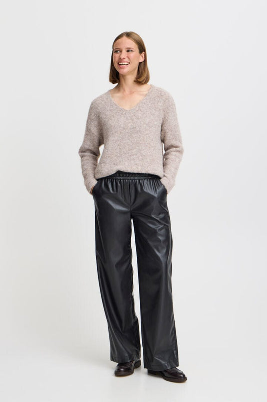 Faux Leather Wide Leg Trousers