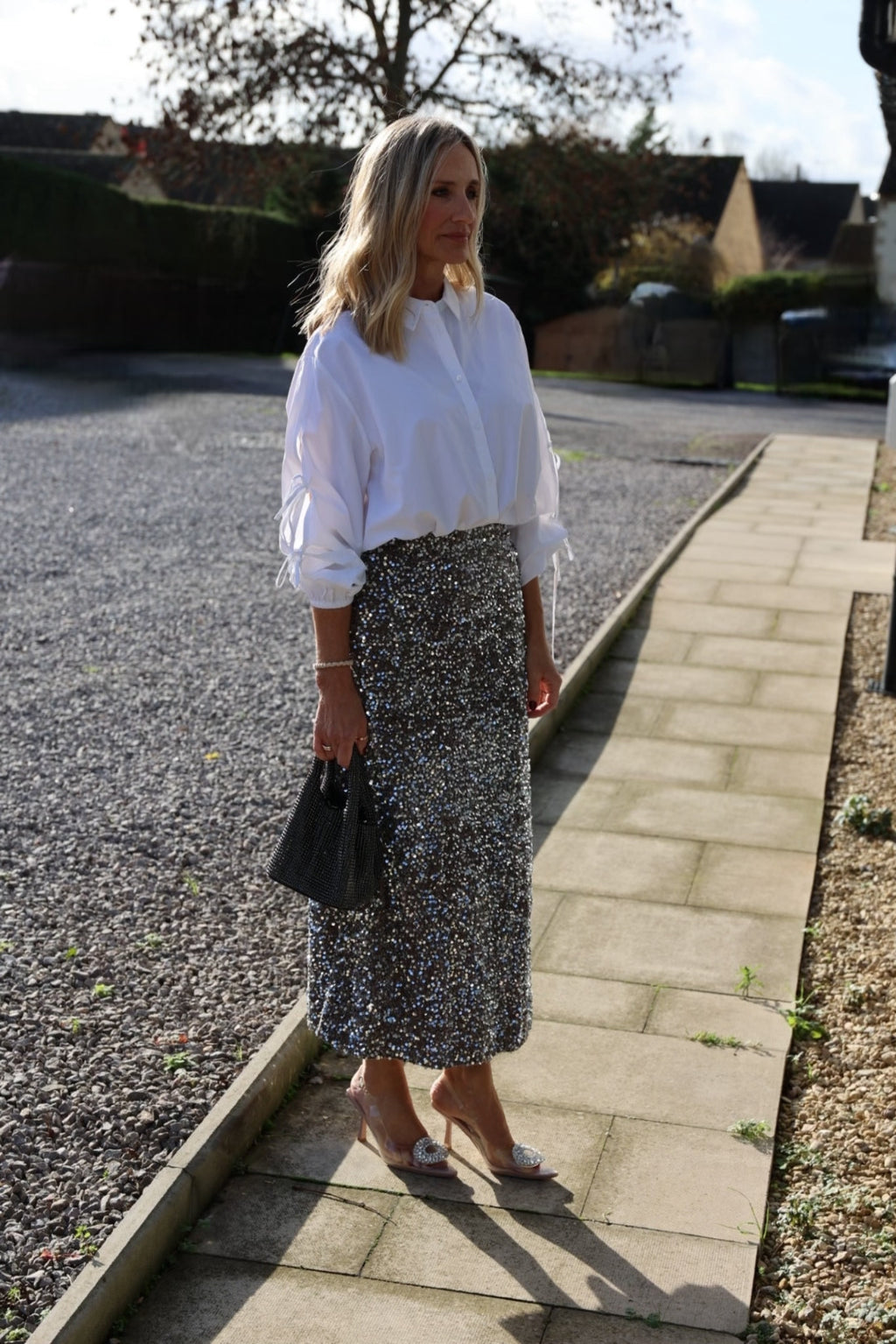 White Shirt With Bow Tie Sleeves