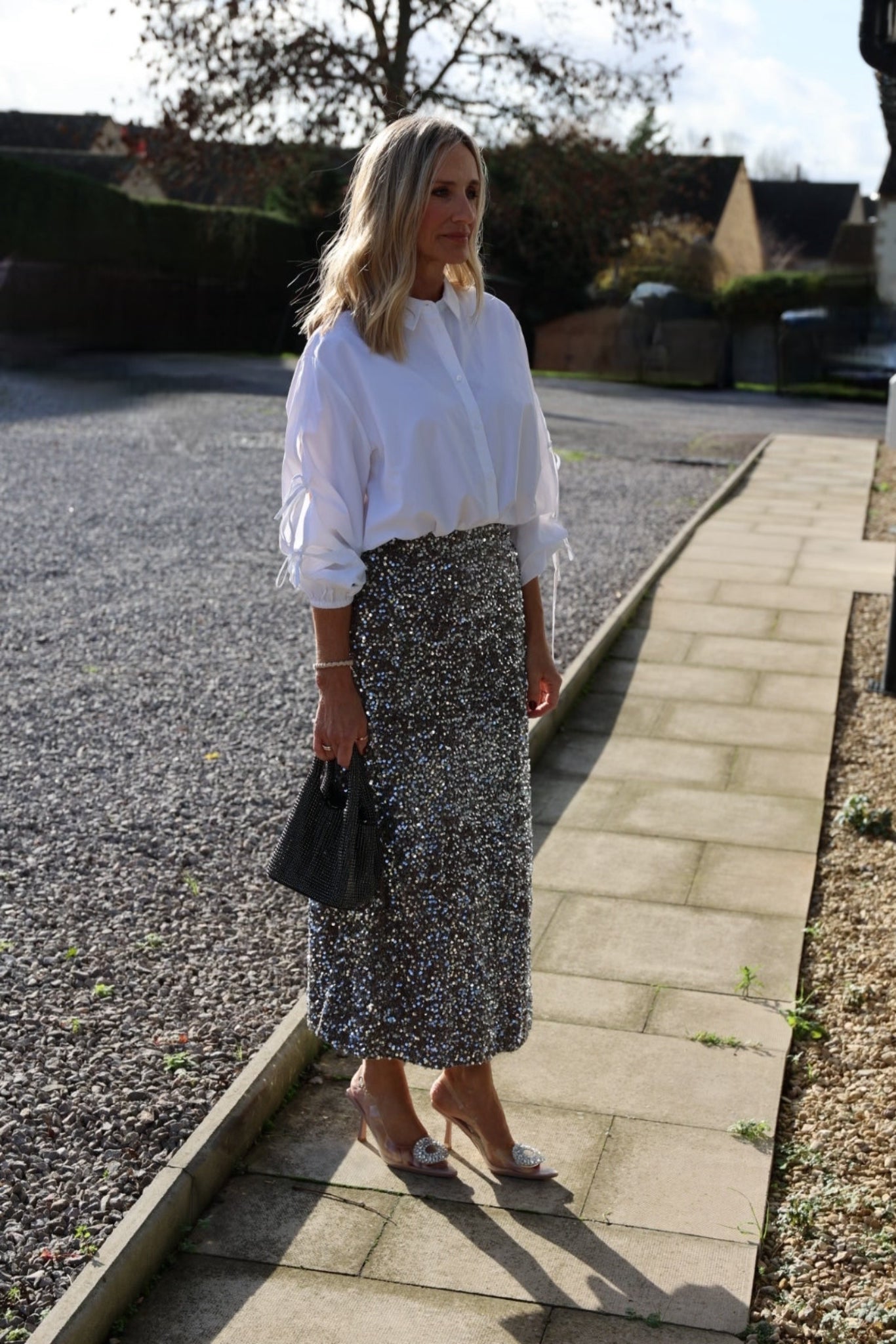 White Shirt With Bow Tie Sleeves