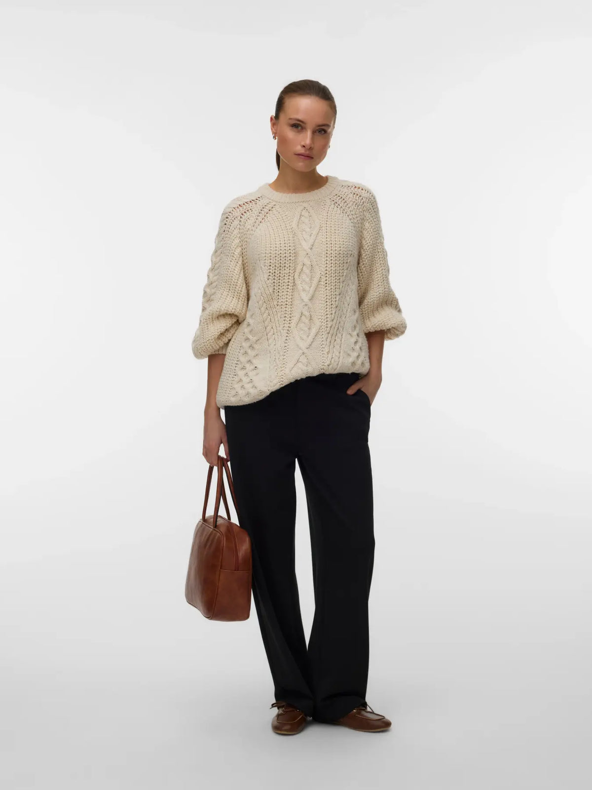 Cream Oversized Cable Jumper
