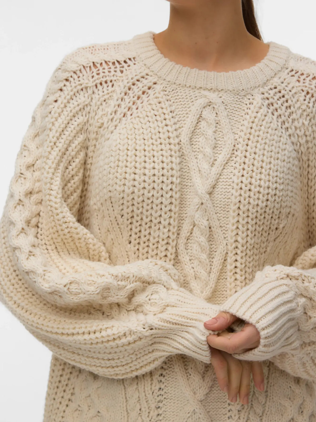 Cream Oversized Cable Jumper