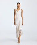 Satin Midi Dress with Fringing