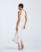 Satin Midi Dress with Fringing