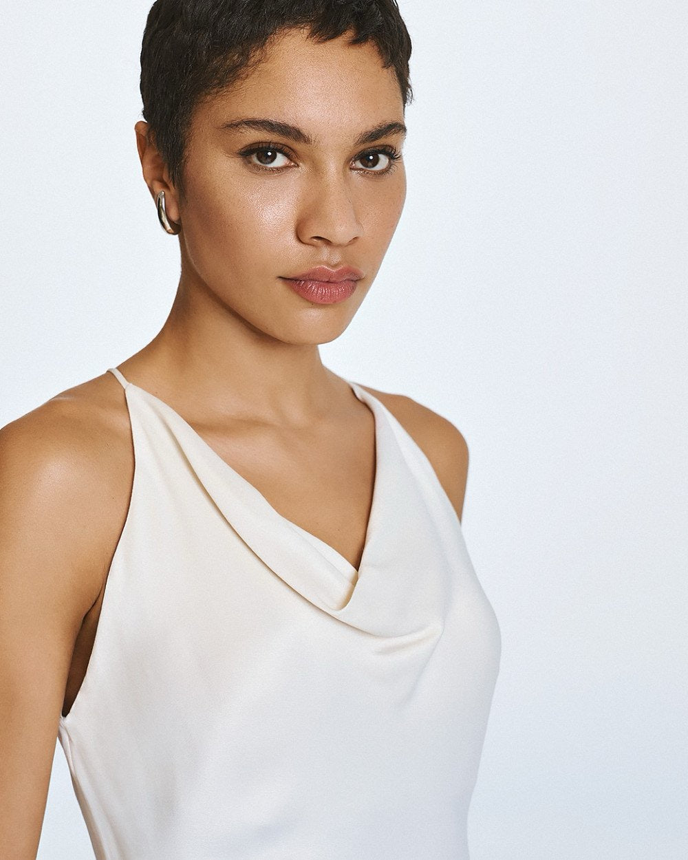 Satin Midi Dress with Fringing