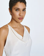 Satin Midi Dress with Fringing
