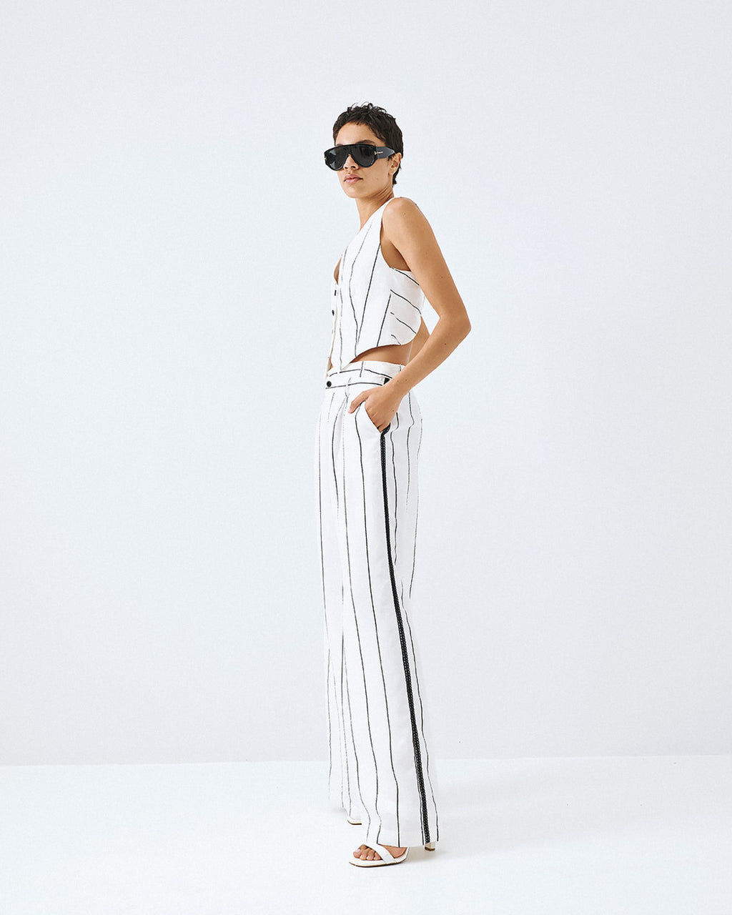 White Pinstripe  Trousers