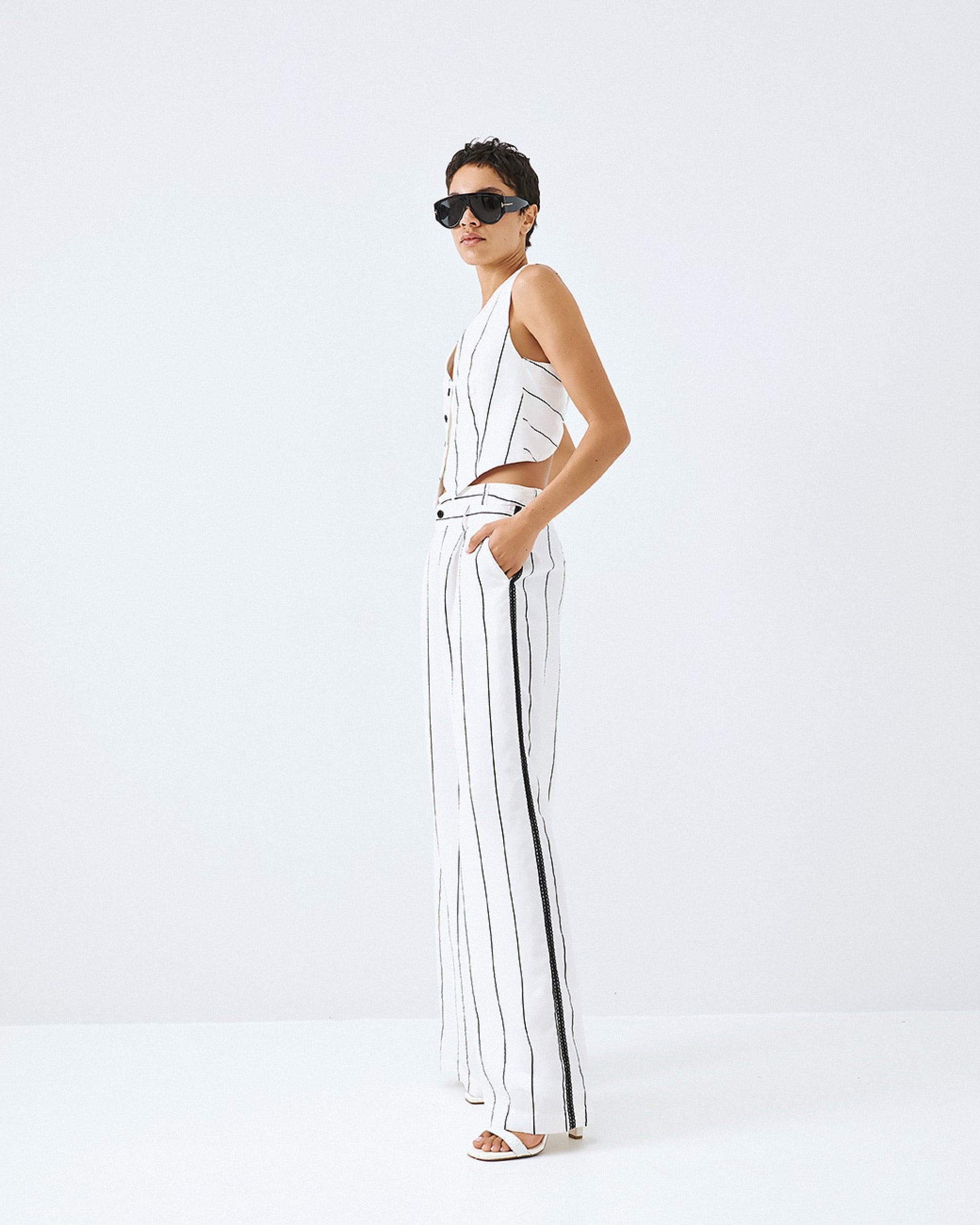 White Pinstripe  Trousers