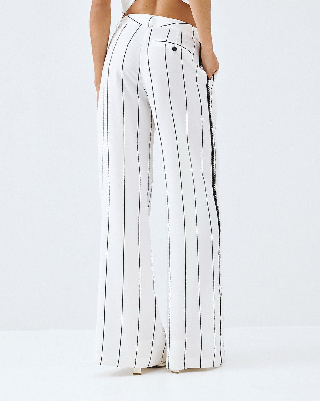 White Pinstripe  Trousers