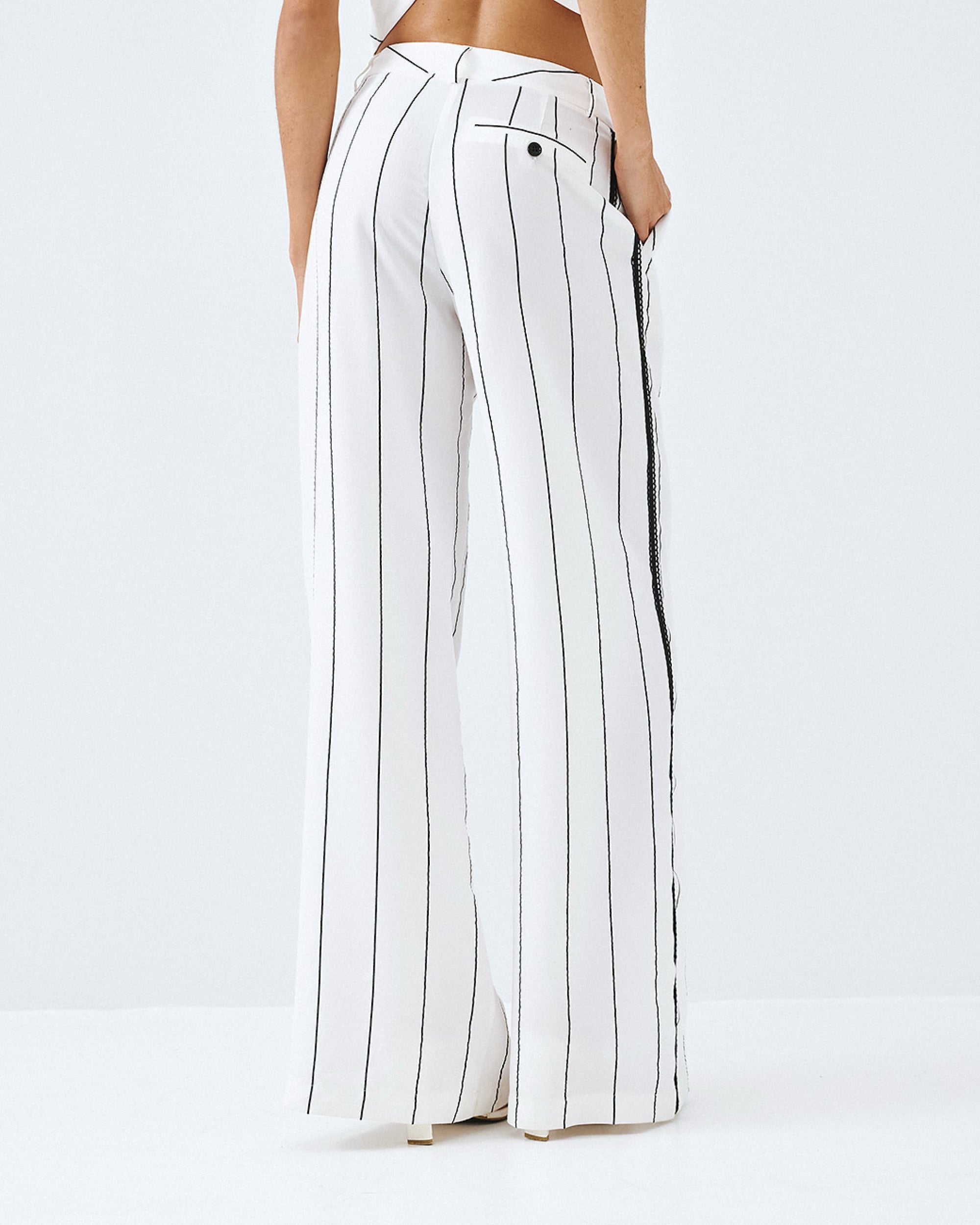 White Pinstripe  Trousers