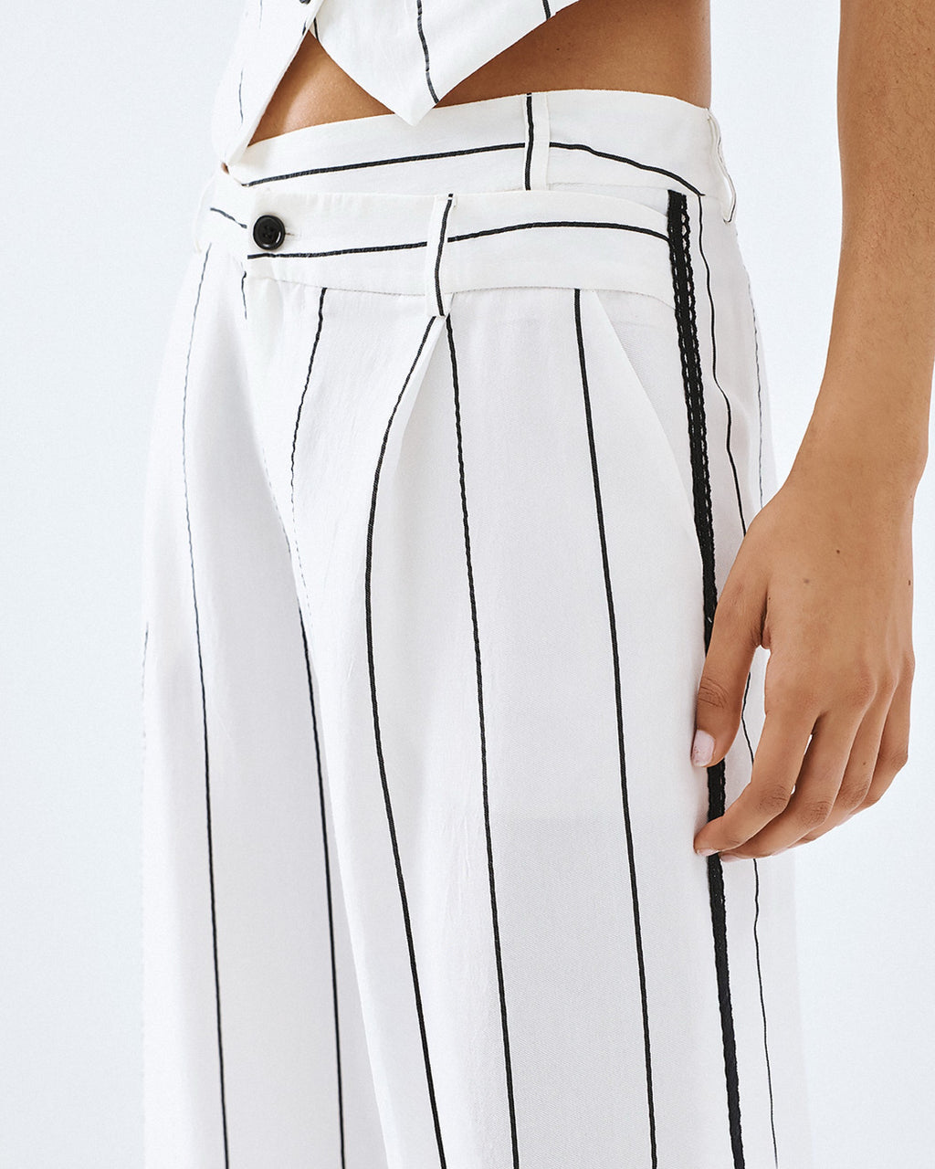 White Pinstripe  Trousers