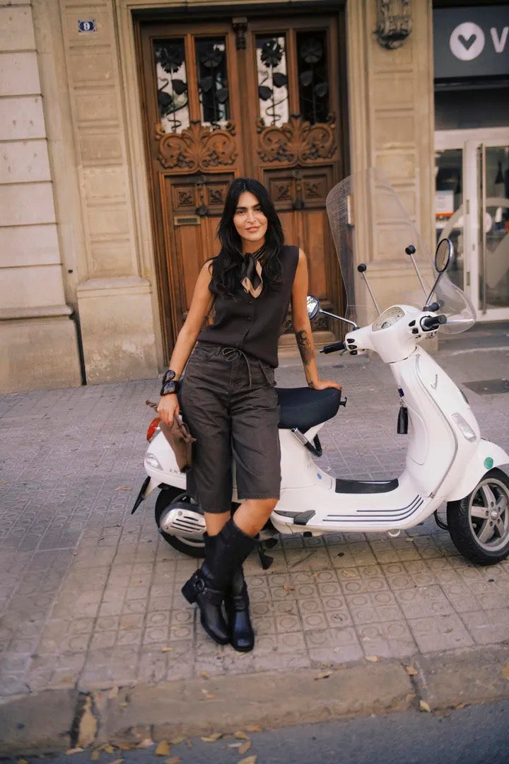 Brown Denim Bermuda Shorts